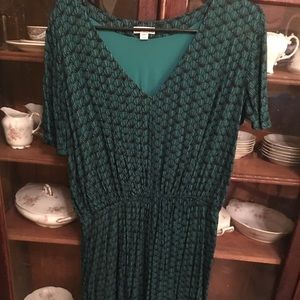 Green floral empire waist dress